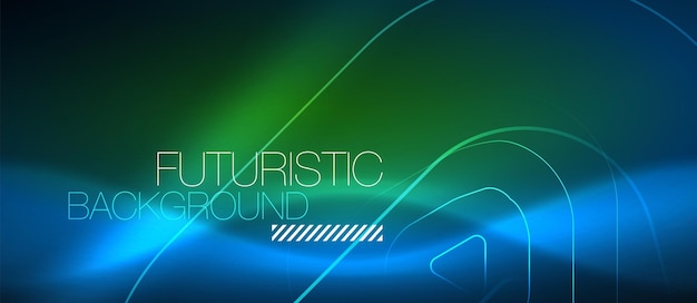 Líneas tecnológicas brillantes de neón hitech plantilla de fondo abstracto futurista con formas geométricas