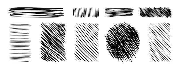 Líneas de textura dibujadas a mano de Doodle con rayas de rayas de rectángulo diagonales verticales o paralelas