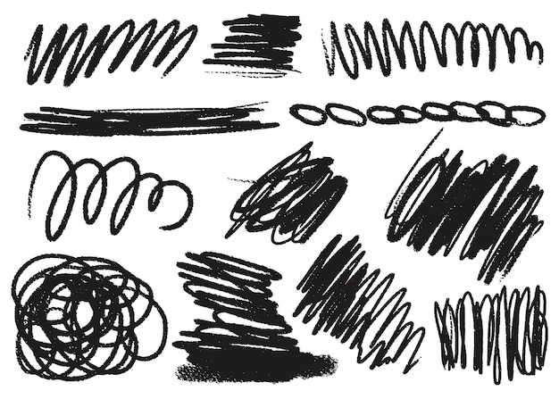 Líneas y trazos de lápiz de colores Líneas de lápicón Doodle y dibujos de tiza grunge