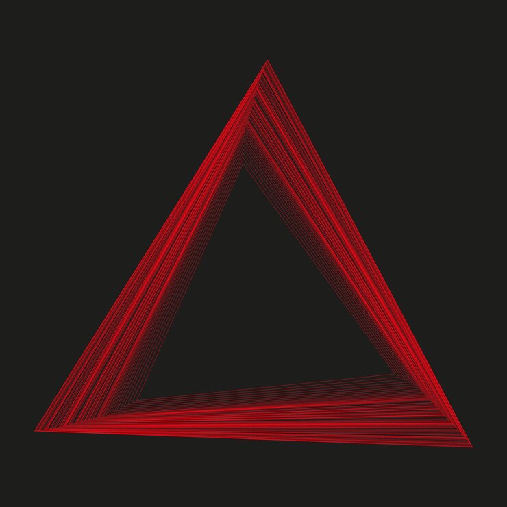 Vector líneas triangulares rojas forma geométrica abstracta contraste de fondo oscuro diseño vectorial