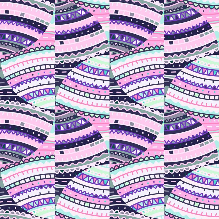 Vector líneas tribales mosaico de patrones sin fisuras azulejo étnico geométrico abstracto adorno dibujado a mano creativa en estilo popular