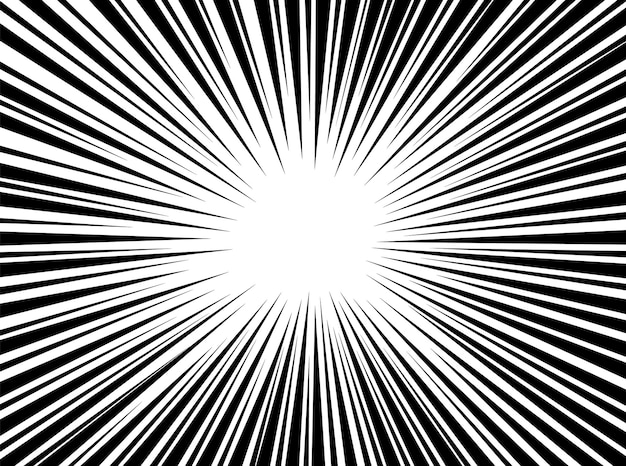 Líneas de velocidad de cómic establecen efecto de explosión Fondo de movimiento de luz de velocidad de zoom radial abstracto Marco de mega velocidad Ilustración vectorial sobre fondo blanco