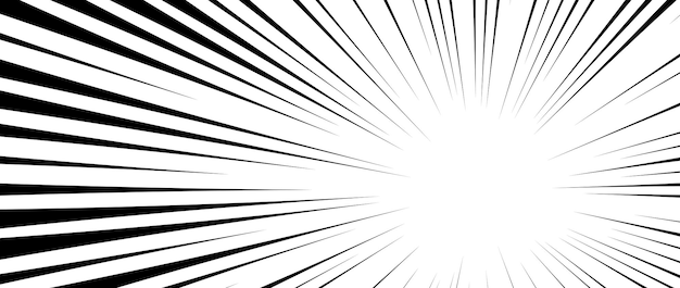 Líneas de velocidad diagonales de fondo Marco de estallido de sol de cómics Líneas radiales abstractas en blanco y negro