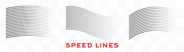 Líneas de velocidad elemento de diseño signos de efecto de movimiento líneas negras sobre fondo blanco vector