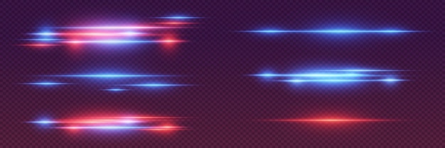 Líneas de velocidad de neón rojo azul Efecto de luz y destello