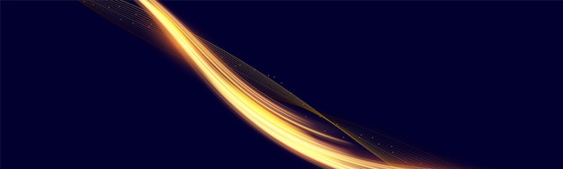 Líneas de velocidad de onda de luz dorada Elemento de diseño de oro brillante con rayas brillantes onduladas