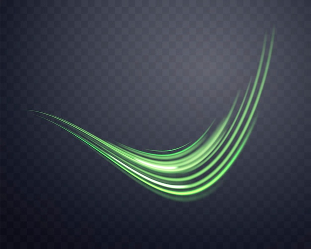 Líneas verdes brillantes Neón velocidad de energía realista Efecto de luz abstracto