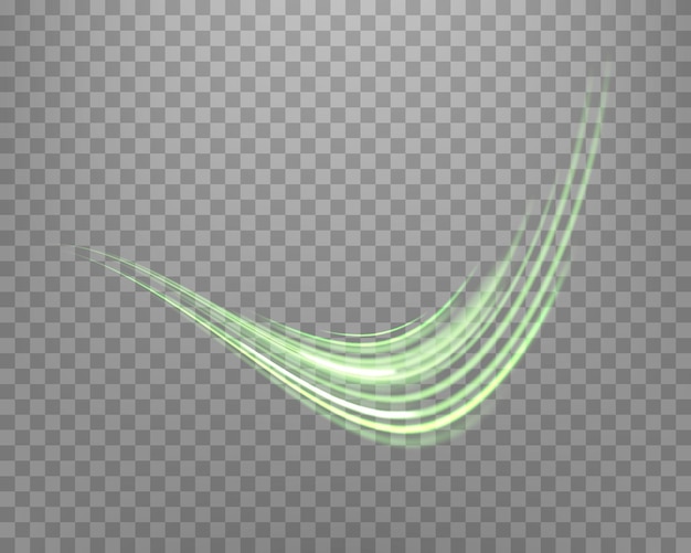 Líneas verdes brillantes Neón velocidad de energía realista Efecto de luz abstracto