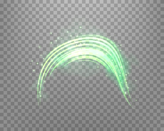 Líneas verdes brillantes Neón velocidad de energía realista Efecto de luz abstracto