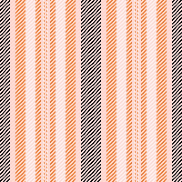 Líneas verticales de la textura textil del tejido con un vector de rayas sin costuras de fondo en colores claros y naranjas