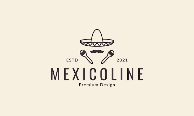 Vector lines hat mexico sumbrero con música logo diseño vector icono símbolo ilustración