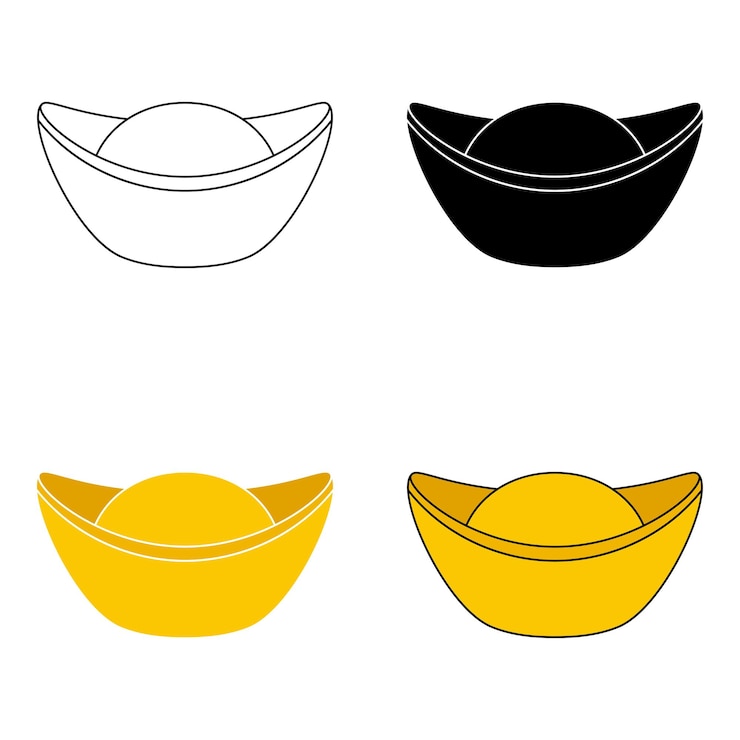 Vector lingote de oro chino en estilo plano aislado