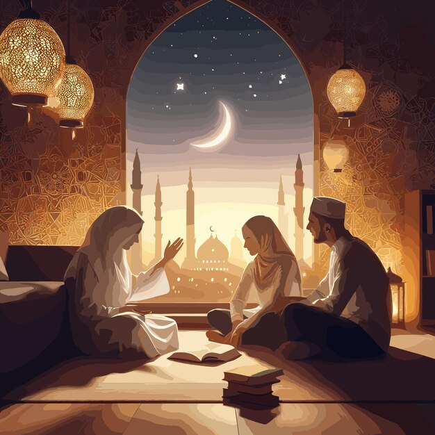 linterna árabe de la celebración del Ramadán ilustración vectorial de fondo del Ramadán Mubarak.