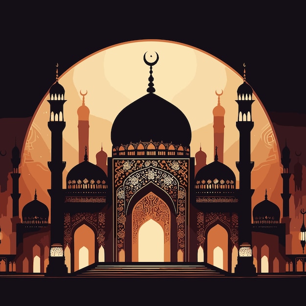 linterna árabe de la celebración del Ramadán ilustración vectorial de fondo del Ramadán Mubarak.