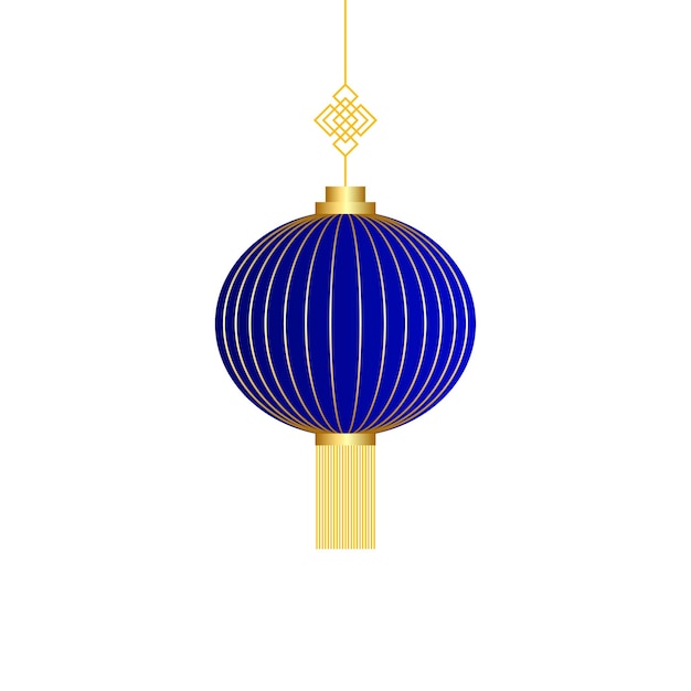 Linterna china azul vectorial composición realista con fiesta