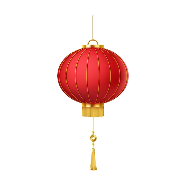 Linterna china de época con ilustración de monedas y borlas