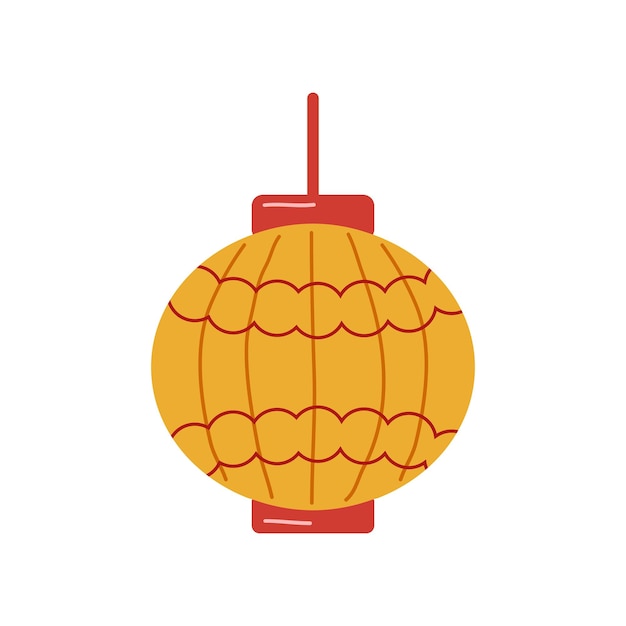 Linterna china festiva de color amarillo brillante con un patrón rojo Diseña un banner volante Ilustración vectorial