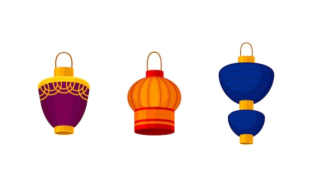 Linterna china hecha de papel o seda Conjunto vectorial