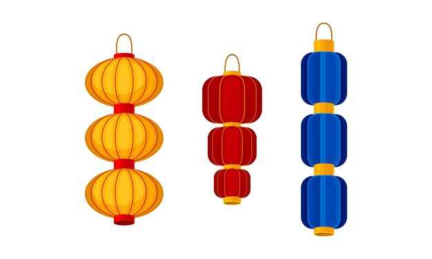 Linterna china hecha de papel o seda Conjunto vectorial
