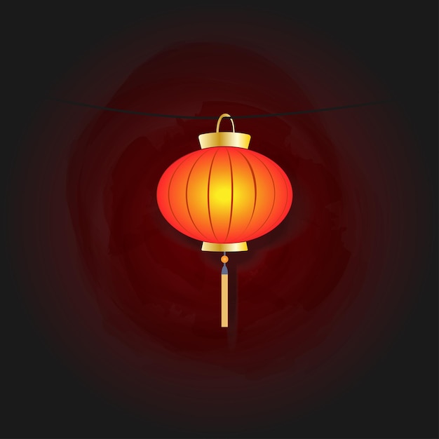 Linterna china quema rojo brillante en la oscuridad