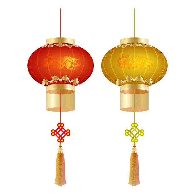 linterna china roja de forma circular vector realista