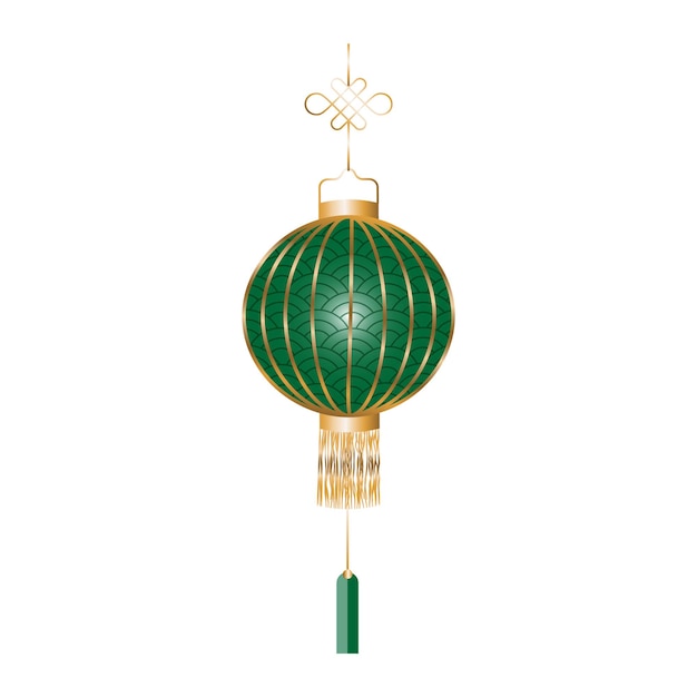 Linterna china verde sobre un fondo blanco Ilustración vectorial