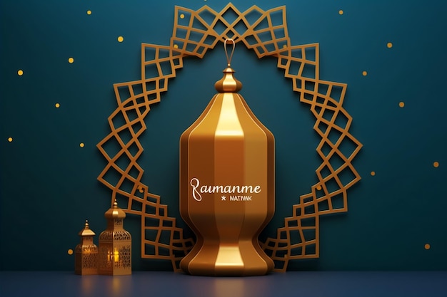 Linterna decorativa dorada para el Ramadán