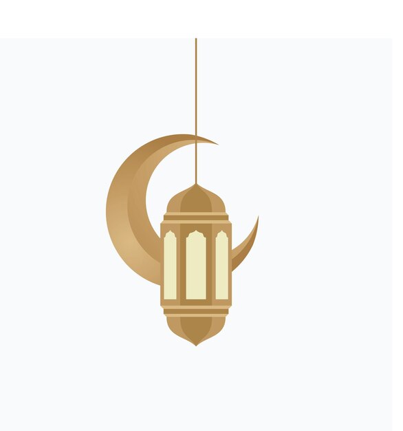 Linterna dorada de Ramadán con el diseño del logotipo de la Media Luna