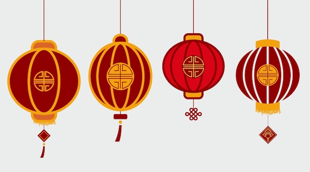linterna elemento de vector de año nuevo chino linterna china