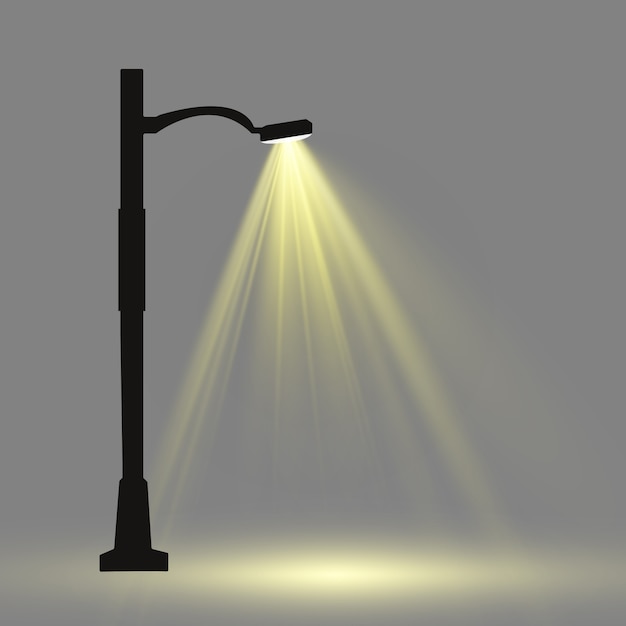 Linterna en el fondo. Brillante farola moderna. ilustración vectorial Hermosa luz de una farola.