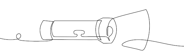 Linterna de una línea Ilustración vectorial continua de la linterna encendida