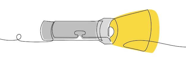 Linterna de una línea Ilustración vectorial continua de la linterna encendida