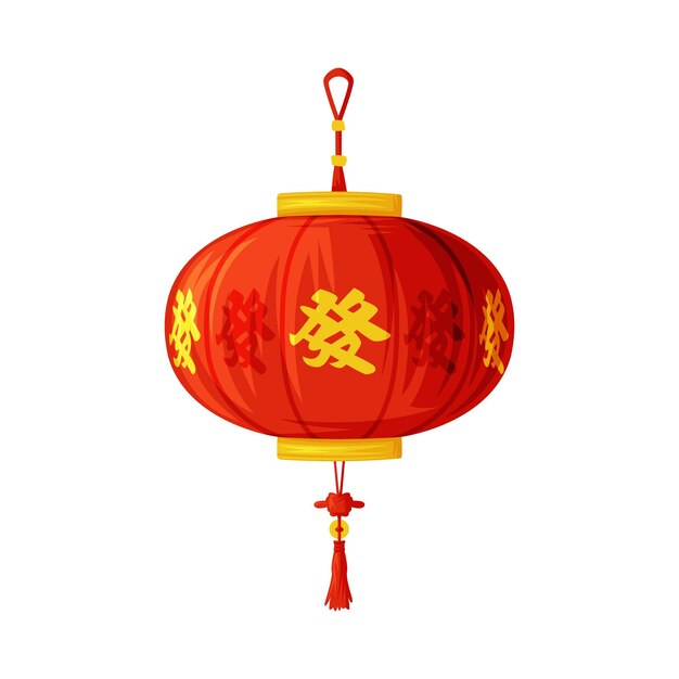 Linterna de papel rojo con Tassel como objeto de China e Ilustración vectorial de símbolos culturales tradicionales chinos