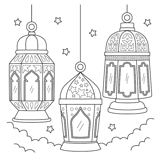 Linterna de Ramadán Página para colorear para niños