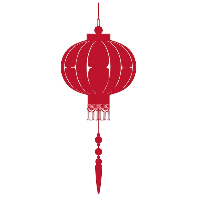 Vector linterna tradicional china asiática sólo color rojo