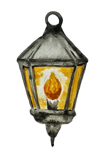 Linterna vintage de acuarela lámpara de luz de diseño antiguo