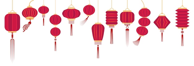 Linternas chinas con borlas para el Festival de Medio Otoño o el elemento de diseño del Año Nuevo Chino