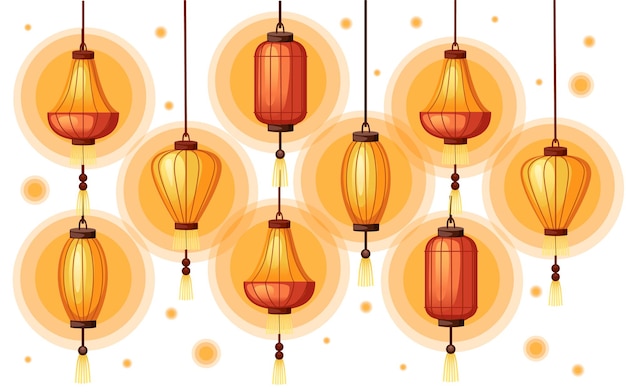 Linternas chinas en diferentes formas ilustración