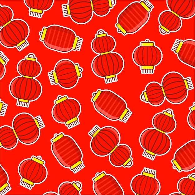 Linternas chinas de patrones sin fisuras Lámparas asiáticas rojas tradicionales Celebración de año nuevo Contemporáneo p