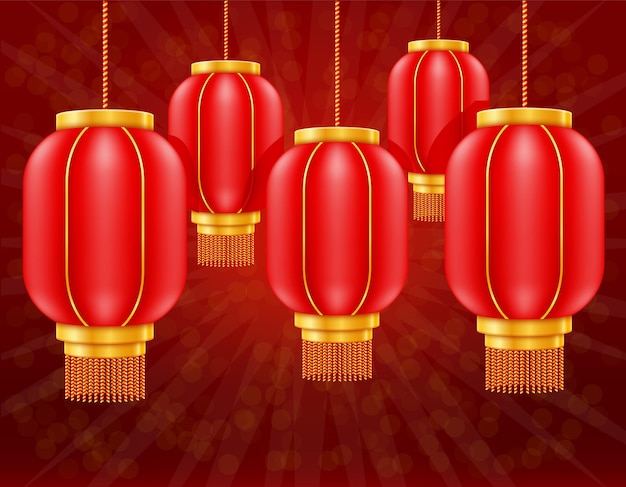 Linternas chinas rojas para decoración festiva y festiva para el diseño de