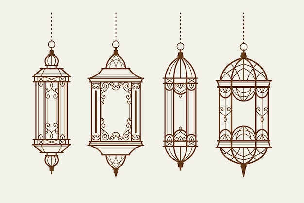 Linternas colgantes ornamentales musulmanas árabe tradicional Ramadán Kareem