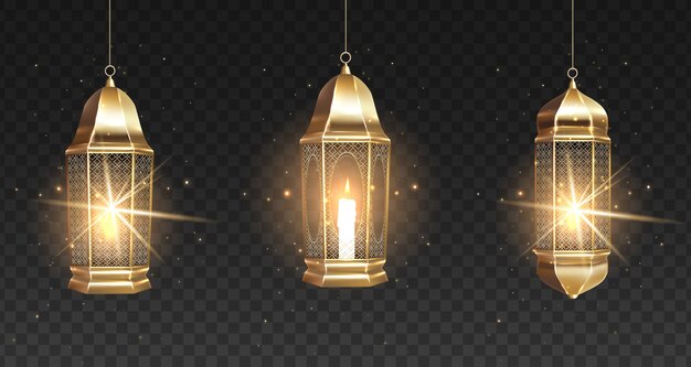 Las linternas doradas brillantes