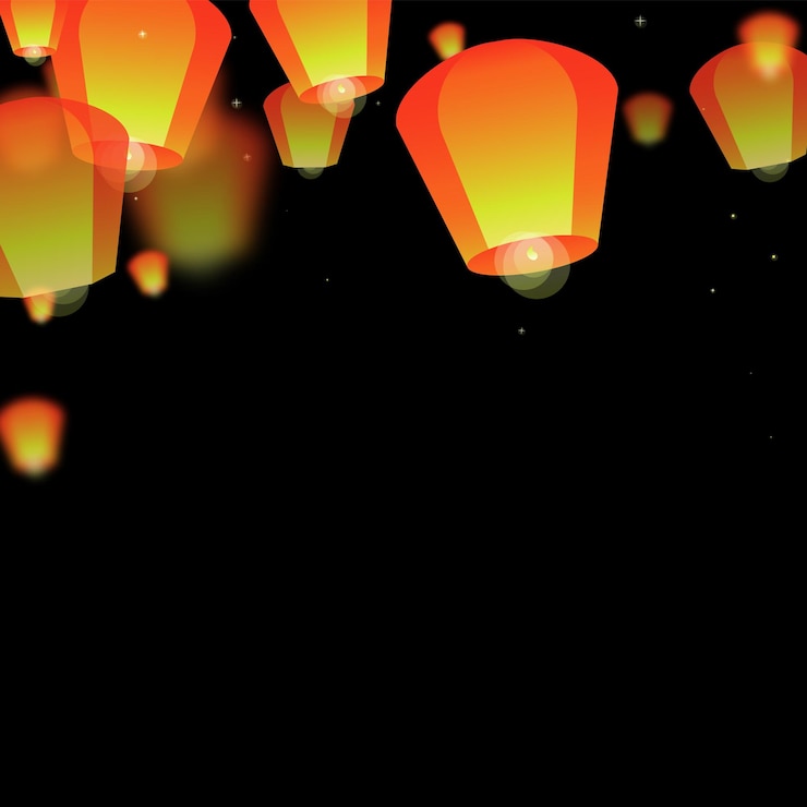 Vector las linternas flotando en el cielo nocturno