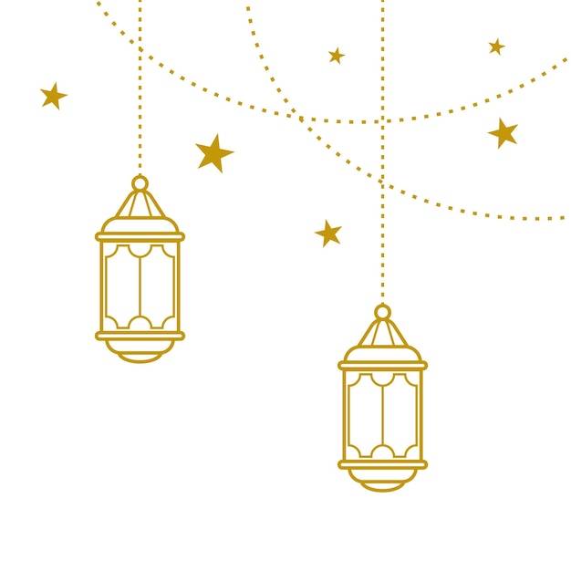Linternas islámicas decorativas y patrones estelares para el Ramadán