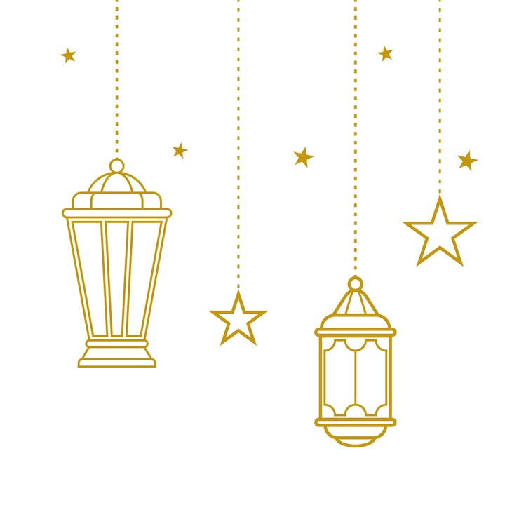 Vector linternas islámicas decorativas y patrones estelares para el ramadán