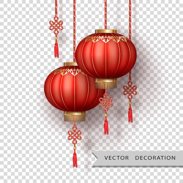 Vector linternas de seda chinas para feliz año nuevo