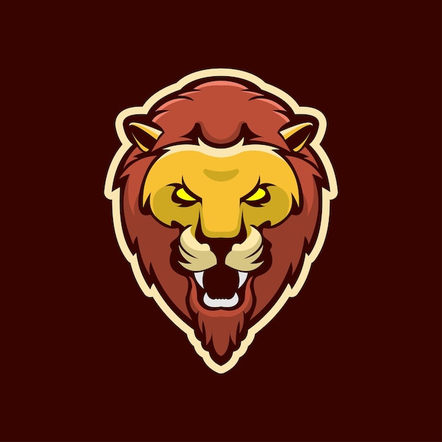Lion animal head cartoon logo template illustration e-sport logo gaming vector premium Vector Premium