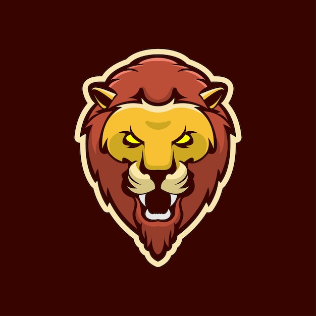 Vector lion animal head cartoon logo template illustration e-sport logo gaming vector premium vector premium