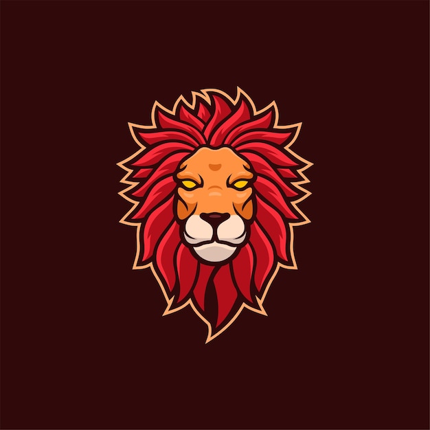 Lion animal head cartoon logo template illustration esport logo gaming vector premium