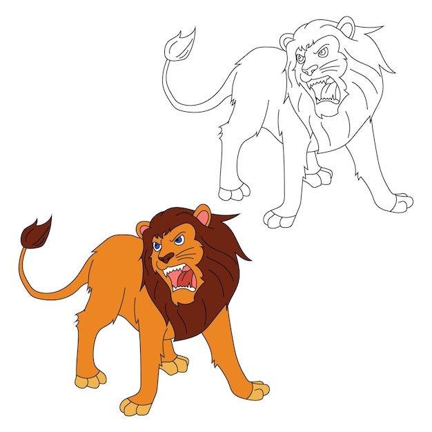 Lion Clipart Set Animales salvajes de dibujos animados Clipart Set para los amantes de la vida silvestre